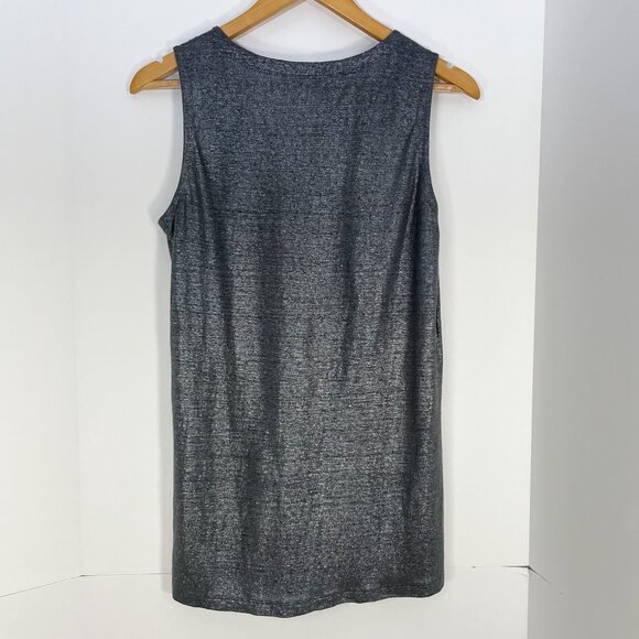 NWOT Eileen Fisher 100% Linen Jersey Gray Metallic Scoop Neck Tank size XS - Picture 2 of 5